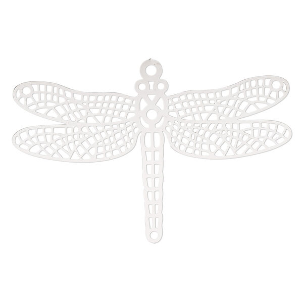 Focal, Lazer Lace™, stainless steel, 59.5x36mm double-sided dragonfly. Sold per pkg of 2. image number 0