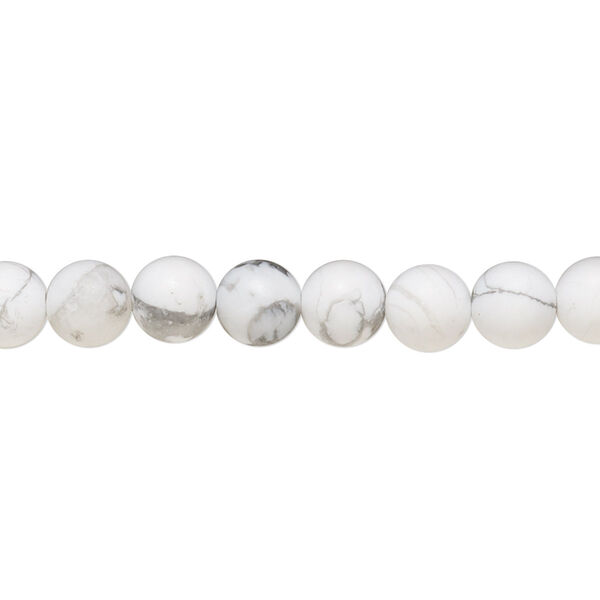 Bead, howlite (natural), matte, 6mm round, B grade, Mohs hardness 3 to 3-1/2. Sold per 8-inch strand, approximately 30 beads. image number 0