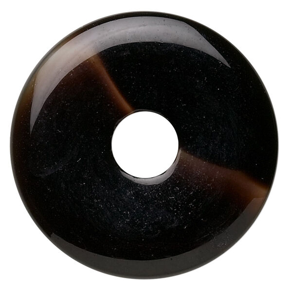 Focal, black onyx (dyed), 40mm round donut, B grade, Mohs hardness 6-1/2 to 7. Sold individually. image number 0