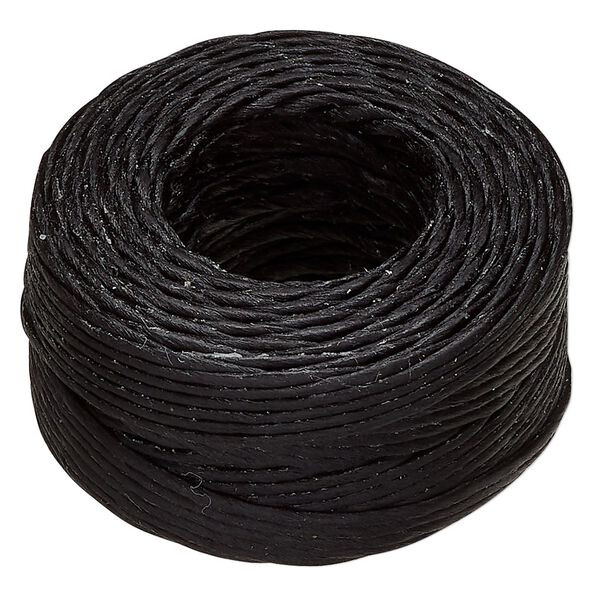 Thread, Hemptique®, polyester, pkg/25 yards, black, 1mm smooth. image number 0