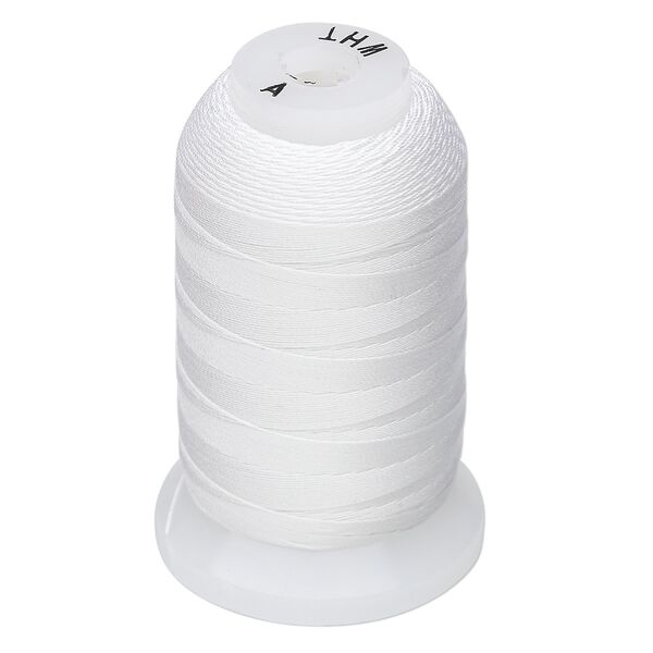 Thread, Purely Silk™, white, size A. Sold per 425-yard spool. image number 0