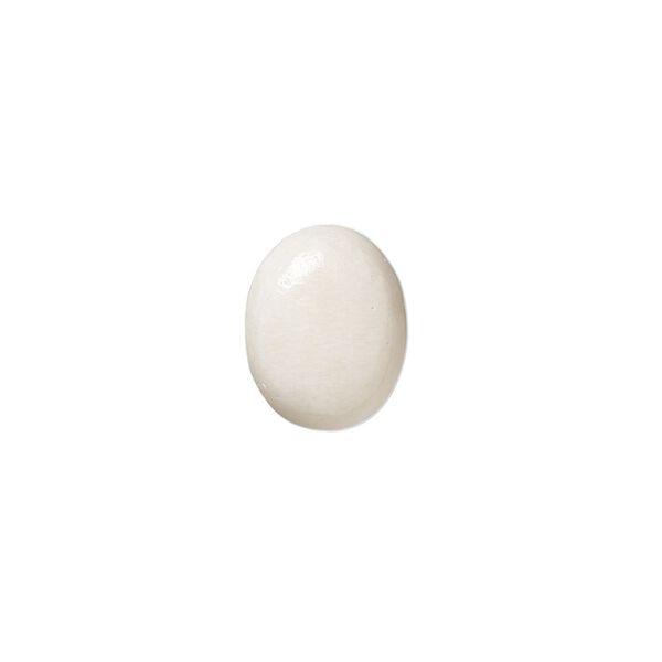 Cabochon, bone (bleached), ivory, 14x10mm hand-cut calibrated oval, Mohs hardness 2-1/2. Sold per pkg of 2. image number 0