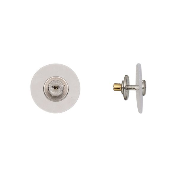 Earnut 1pkg2 Comfees™ Lobe Lovers™ titanium, 12x7.5mm protector disc / comfort clutch, plastic clear 1 pair image number 0