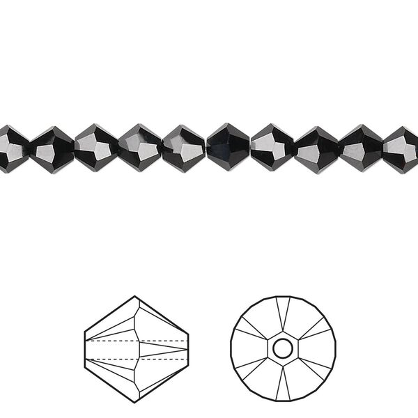 Bead 24pk jet, Crystal Passions® 5mm bicone 5328 image number 0