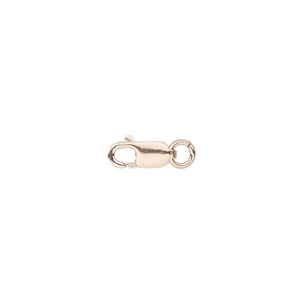 Clasp, lobster claw, 14Kt rose gold-filled, 8x3mm with jump ring. Sold per pkg of 5. image number 0