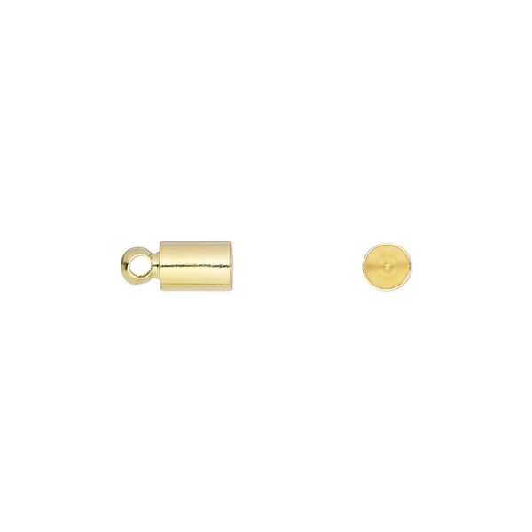 Cord end, glue-in, gold-finish brass, 6x4mm, approximately 3.5mm inside diameter. Sold per pkg of 20. image number 0