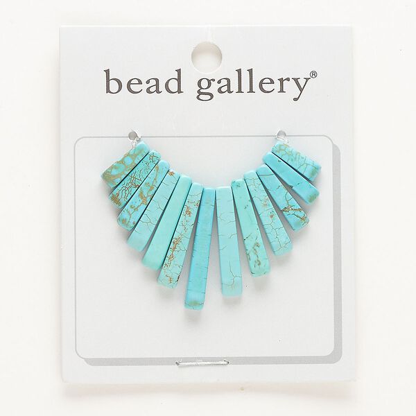 Focal, "turquoise" (resin) (imitation), blue, 13x4mm-30x6mm fan. Sold per pkg of 13. image number 0