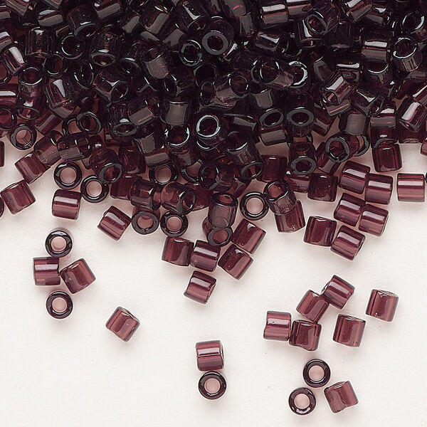 Seed bead, Delica®, glass, pkg/250g, #8 round, transparent dark smoky amethyst (DBL-1104). image number 0