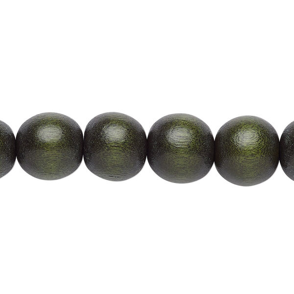 Bead, Taiwanese cheesewood (dyed / waxed), dark forest green, 9-10mm round. Sold per pkg of (2) 15-1/2" to 16" strands. image number 0