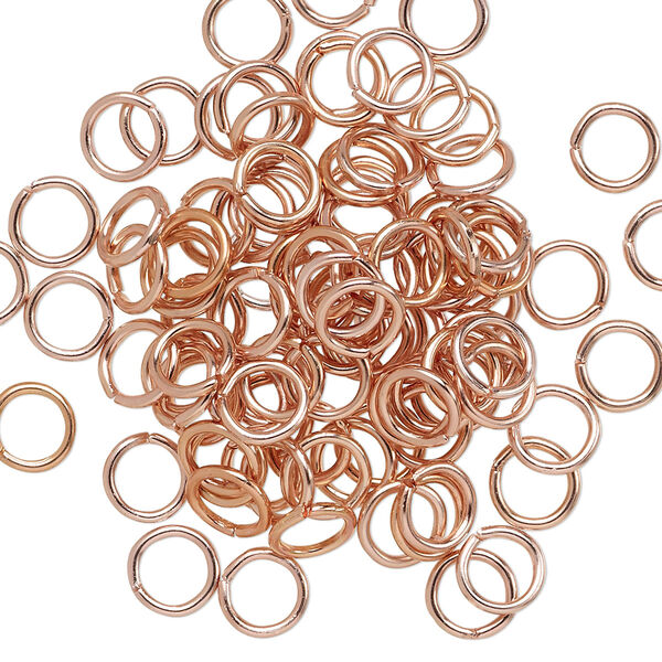 Jump ring, anodized aluminum, copper, 6mm round, 4.2mm inside diameter, 18 gauge. Sold per pkg of 100. image number 0