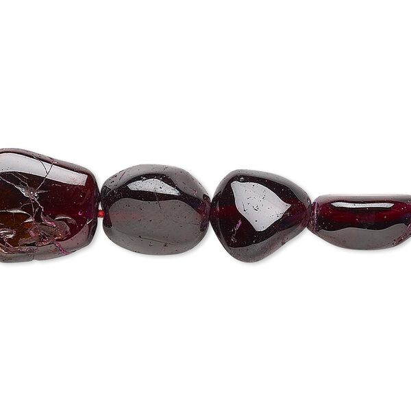Bead, garnet (dyed), mini to small graduated flat nugget, Mohs hardness 7 to 7-1/2. Sold per 14-inch strand. image number 0