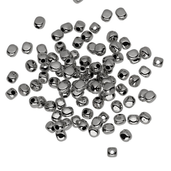 Bead, gunmetal-plated brass, 3mm rounded square. Sold per pkg of 100. image number 0