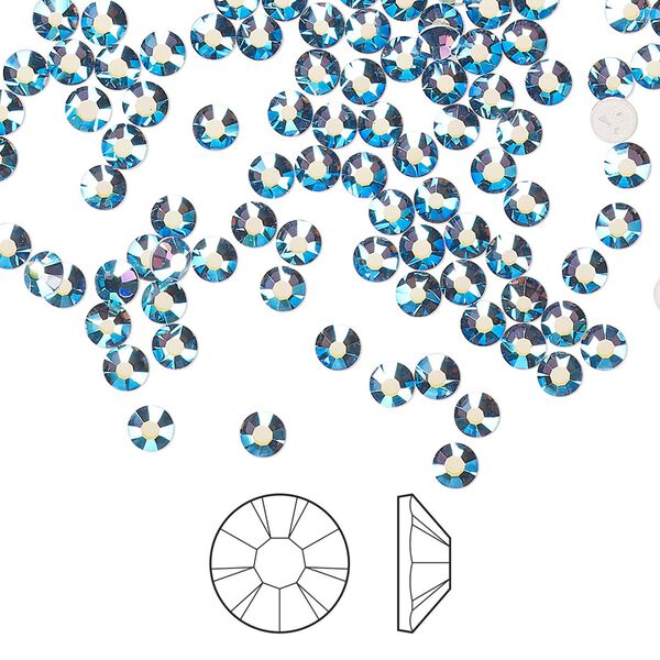 Flat back 1440pk denim blue AB foil back, Preciosa MAXIMA Czech crystal hotfix rhinestone 3-3.2mm chaton rose round SS12 image number 0