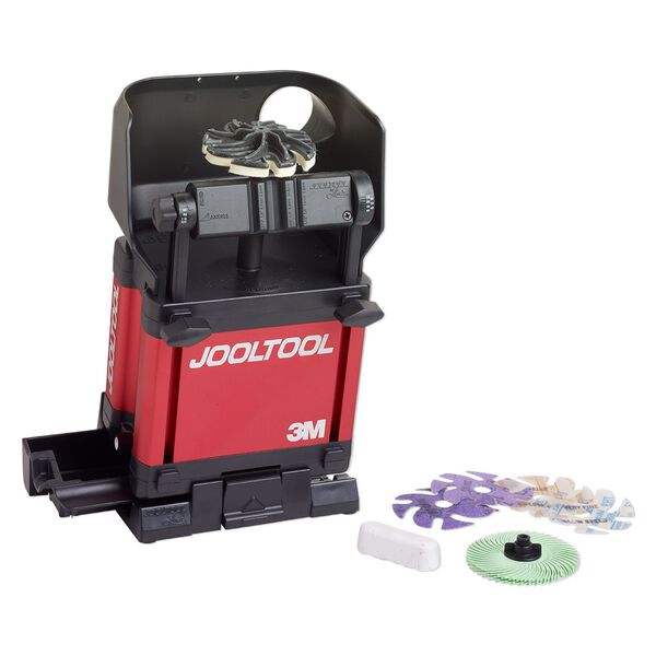 Sharpening and polishing system, Jooltool™, aluminum / plastic / steel, black and red, 100-240v / 50-60 HZ, 12 x 5-1/2 x 7 inches. Sold per 14-piece set. image number 0