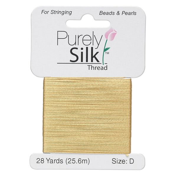 Thread, Purely Silk™, gold, size D. Sold per 28-yard card. image number 0