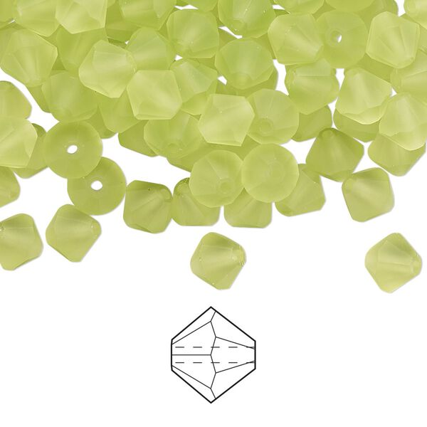 Bead 288pk limecicle matte, Preciosa Czech crystal 6mm bicone image number 0