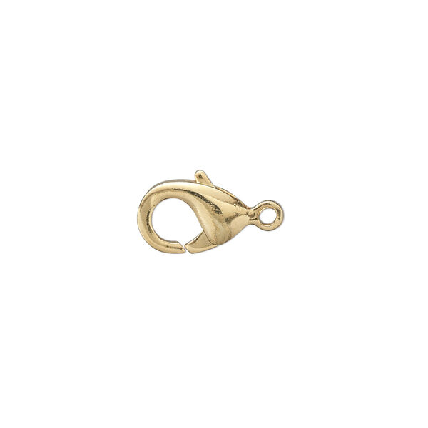 Clasp, lobster claw, gold-plated brass, 13x8mm with closed loop. Sold per pkg of 10. image number 0
