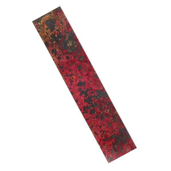 Sheet, Lillypilly, lacquered copper, wild fire patina, 10x2-inch single-sided rectangle, 36 gauge. Sold individually. image number 0