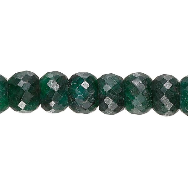 Emerald 1pkg1, hand-cut faceted rondelle bead 15 inch 9x6mm-11x8mm image number 0