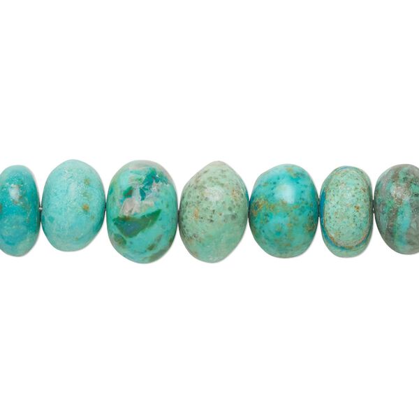 Chrysocolla 1pkg1, hand-cut rondelle bead 8 inch graduated 8x5mm-11x8mm image number 0
