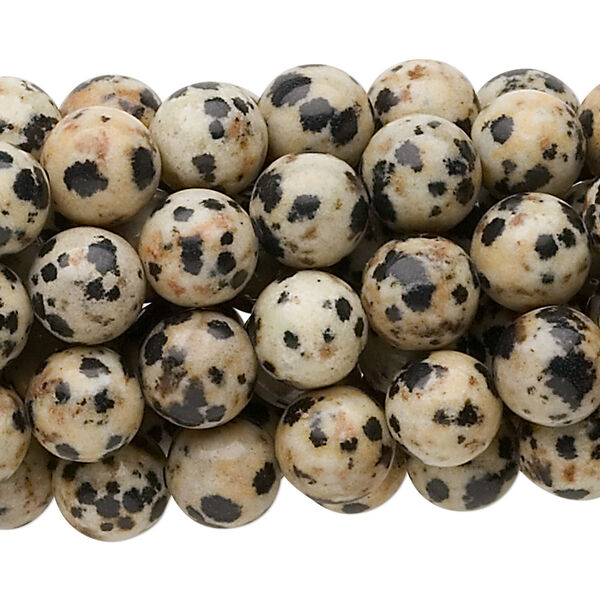 Dalmatian jasper 1pkg10, round bead natural C grade, 15.5-16 inch 8mm image number 0