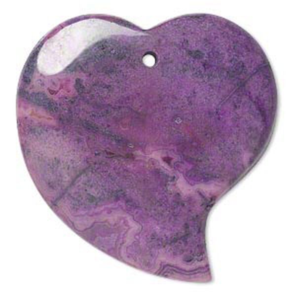 Crazy lace agate 1pkg1, flat-sided falling heart focal 46x33mm image number 0