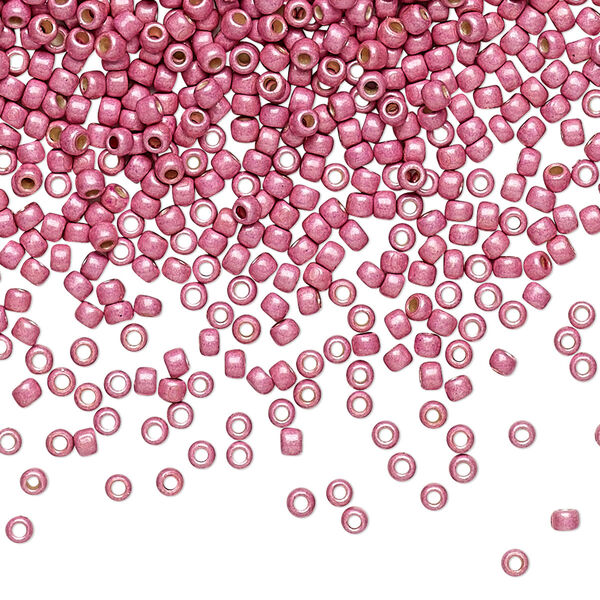 Seed bead, TOHO BEADS®, glass, pkg/50g, #11 round, opaque galvanized matte pink lilac (TR-11-PF553F). image number 0