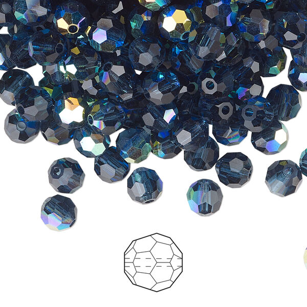 Bead 576pk Montana AB, Preciosa Czech crystal 5mm round image number 0