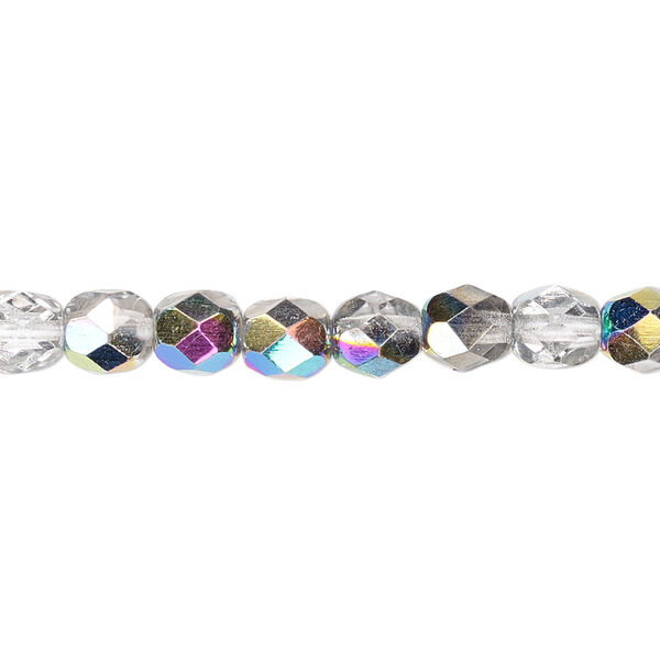 Bead, Czech fire-polished glass, translucent to transparent clear vitrail, 6mm faceted round. Sold per pkg of 1,200 (1 mass). image number 0