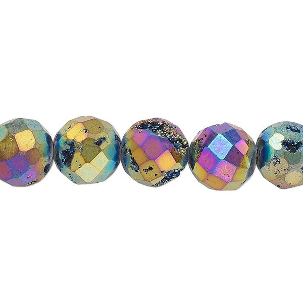 Druzy agate 1pkg1, electroplated faceted round bead 8 inch 10mm image number 0