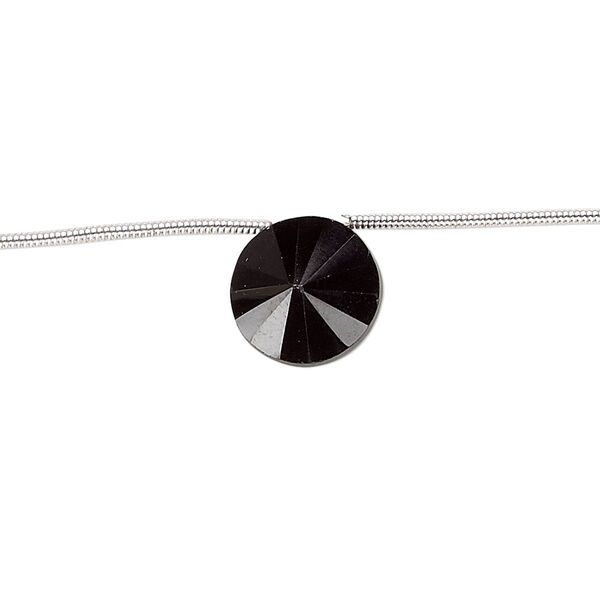 Black spinel 1pkg6, hand-cut top-drilled faceted saucer bead natural 10x7mm-12x9mm image number 0