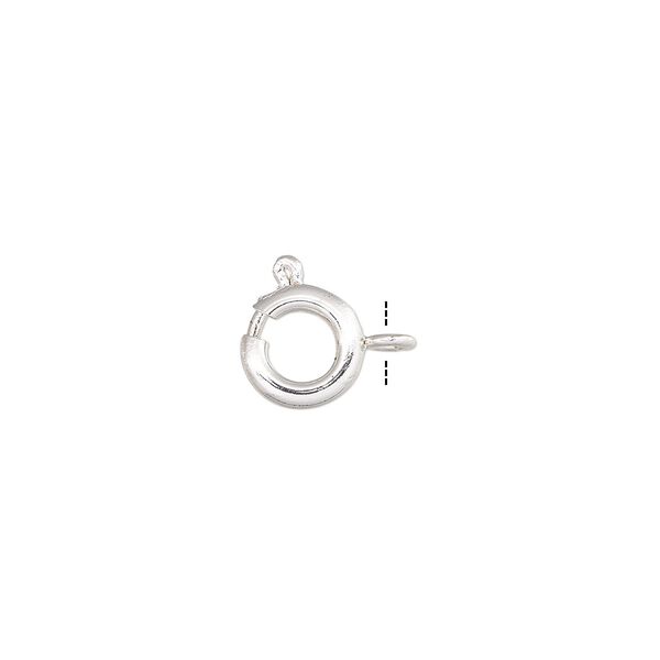 Clasp, springring, silver-plated brass, 7mm. Sold per pkg of 10. image number 0