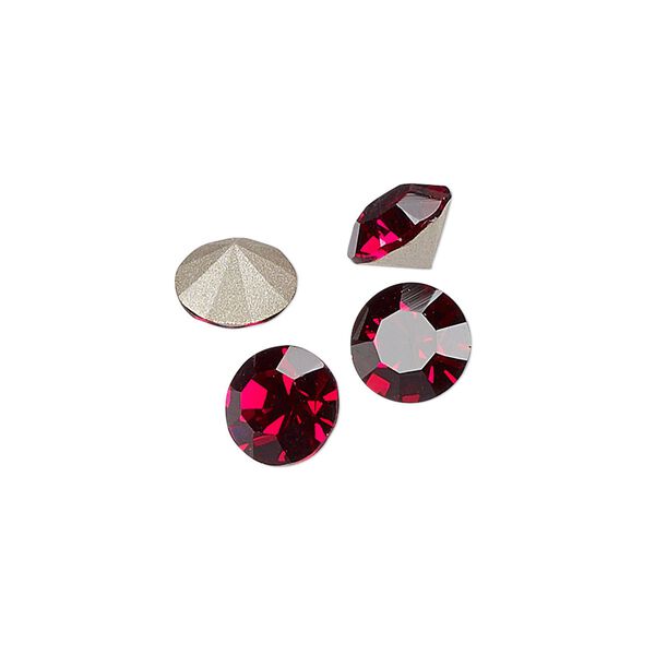 Chaton 144pk ruby foil back, Preciosa MAXIMA Czech crystal rhinestone 8.16-8.41mm 15-cut faceted round SS39 image number 0
