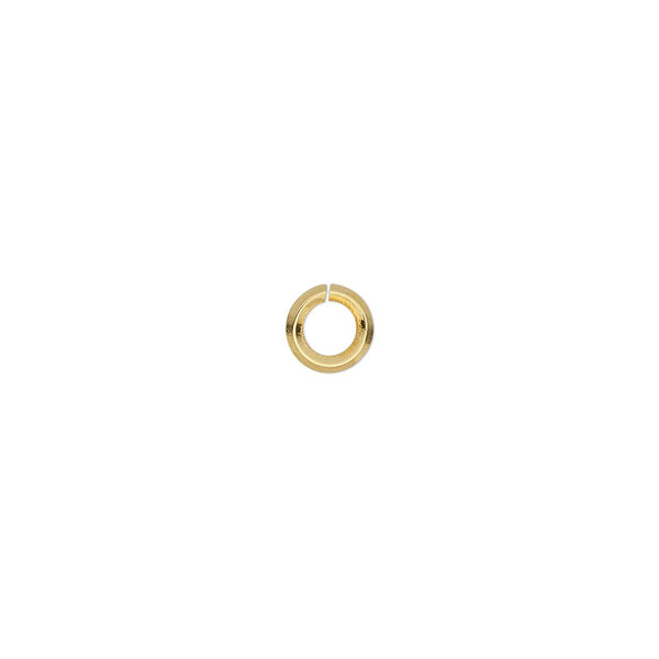 Jump ring, gold-plated brass, 6mm round diamond wire, 3.5 inside diameter, 16 gauge. Sold per pkg of 50. image number 0