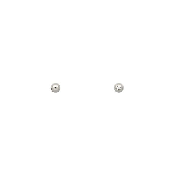 Bead, imitation nickel-plated brass, 2.5mm round. Sold per pkg of 100. image number 0
