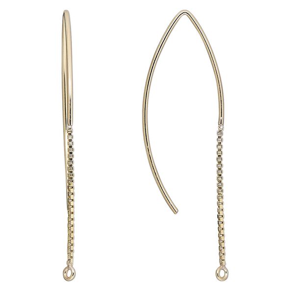 Ear wire 1pkg2 14Kt gold-filled, 48mm marquise / 1mm box chain / closed loop, 18 gauge 1 pair image number 0