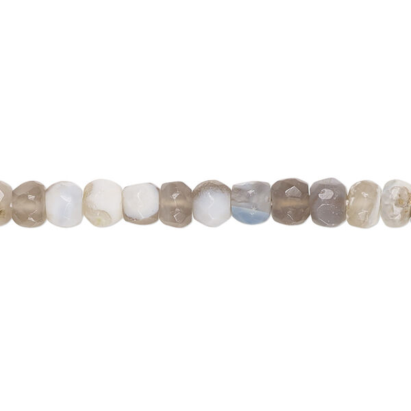 Grey agate / blue lace agate 1pkg1, hand-cut faceted rondelle bead natural 8 inch 5x3mm-6x4mm image number 0
