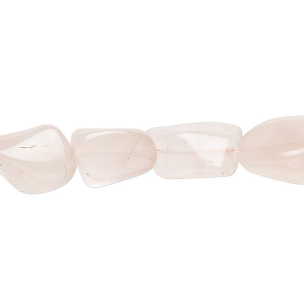 Bead, rose quartz (natural), mini to large hand-cut flat nugget, Mohs hardness 7. Sold per 14-inch strand, approximately 25 beads. image number 0