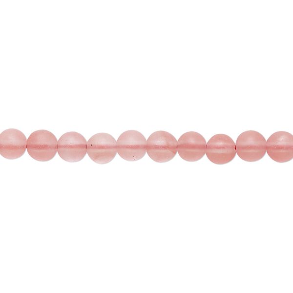 Bead, cherry "quartz" (glass), matte pink, 4mm round. Sold per 8-inch strand, approximately 45-50 beads. image number 0