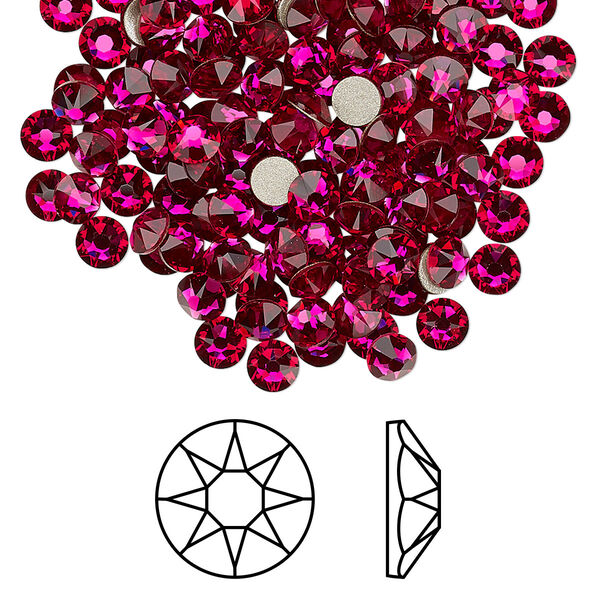 Flat back 1440pk ruby foil back, Swarovski® 3.8-4mm rose round SS16 2088 image number 0