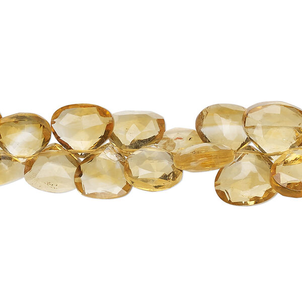 Citrine 1pkg1, hand-cut top-drilled faceted puffed teardrop bead 8 inch 8x7mm-9mm image number 0