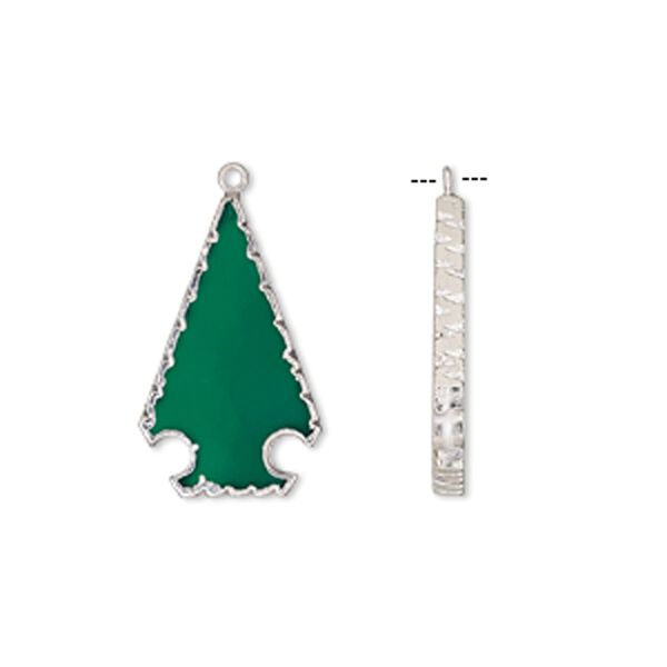 Green onyx / sterling silver 1pkg1, electroplated hand-cut Christmas tree charm 35x21mm image number 0