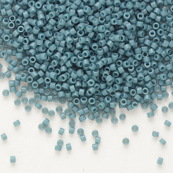 Seed bead, Delica®, glass, pkg/50g, #11 round, opaque matte shale light blue (DB-0792). image number 0