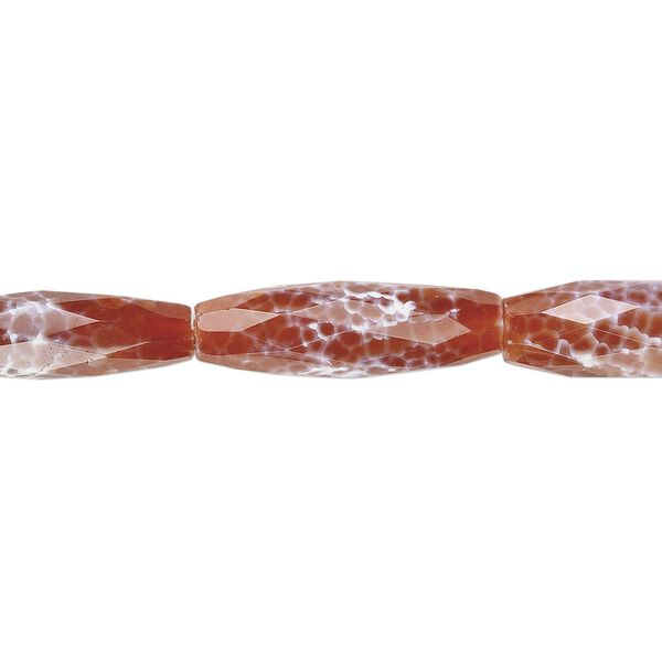 Fire crackle agate 1pkg1, hand-cut faceted oval bead 15.5-16 inch 40x13mm image number 0