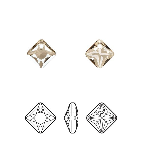 Drop 72pk crystal golden shadow, Swarovski® 9mm pendant princess cut 6431 image number 0