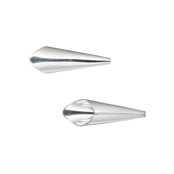 Cone, silver-plated brass, 21x7mm smooth, fits 6mm bead. Sold per pkg of 12. image number 0