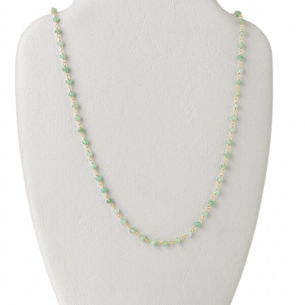 Necklace, chrysoprase (natural) and gold-finished sterling silver, 3.5-4mm hand-cut faceted rondelle, 18 inches with S-hook clasp. Sold individually. image number 0