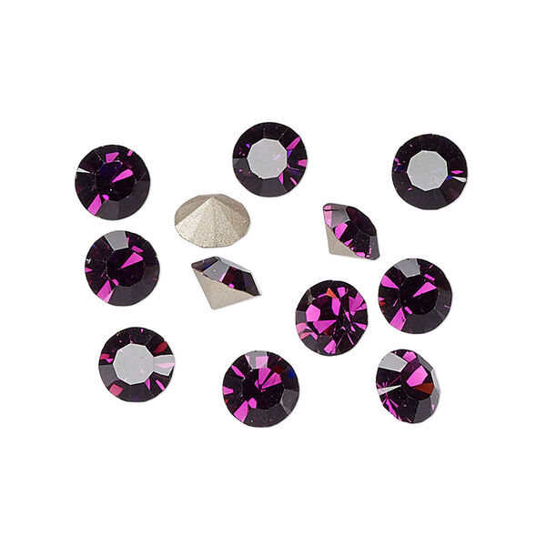 Chaton 144pk amethyst foil back, Preciosa MAXIMA Czech crystal rhinestone 6.14-6.32mm 15-cut faceted round SS29 image number 0