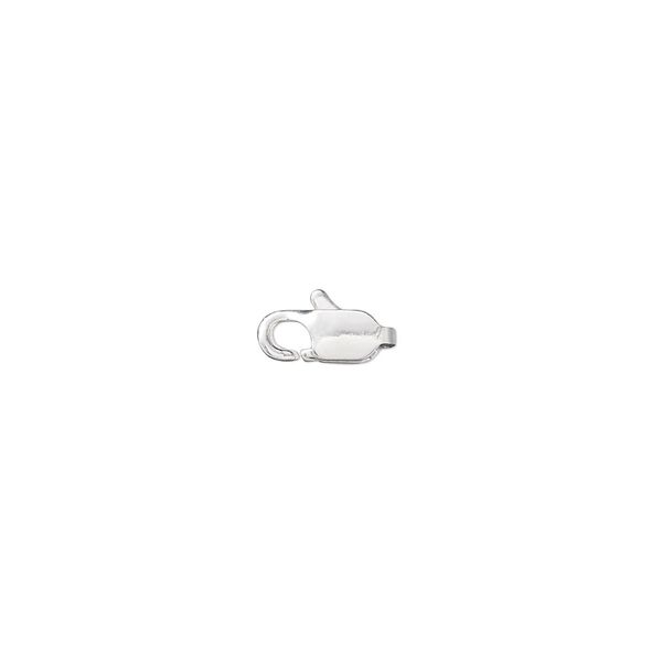 Clasp, lobster claw, silver-plated brass, 9x4mm. Sold per pkg of 10. image number 0