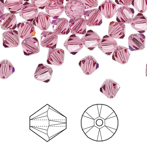 Bead 144pk rose, Crystal Passions® 6mm bicone 5328 image number 0